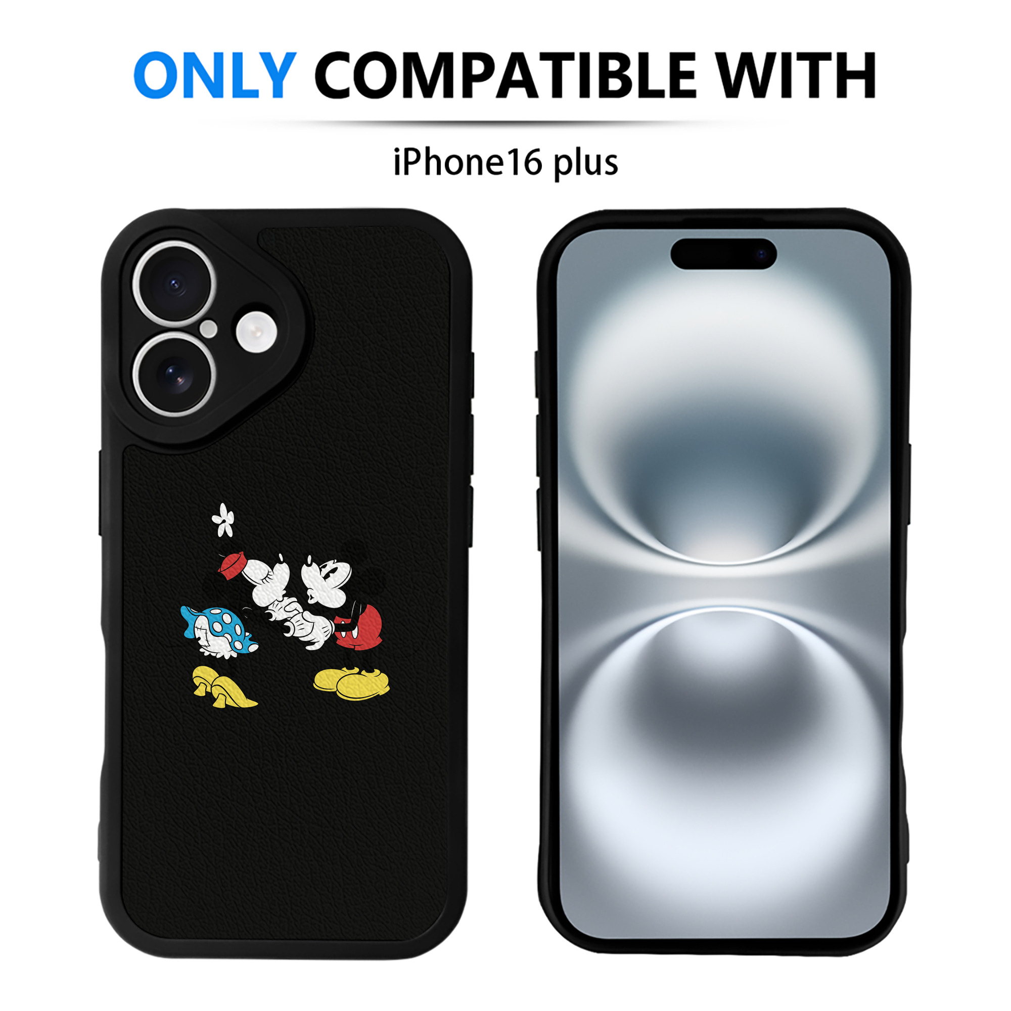 （画像用） ミッキーマウス Mickey Mouse 【iPhone 16シリーズ対応】シリコンスマホケース（レザー調） 材質：シリコン